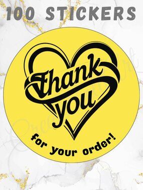 100 Hearts Thank you Stickers Thermal Stickers 2 Inch